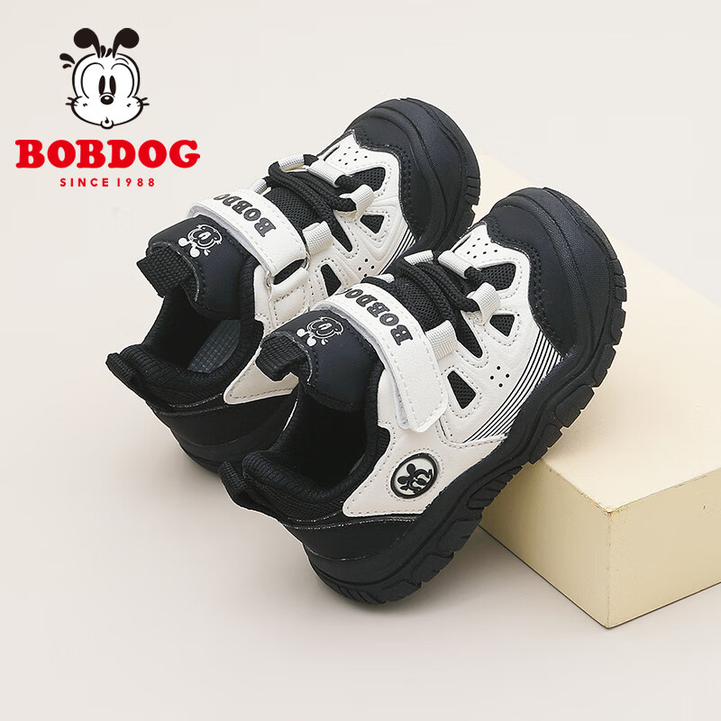 BOBDOG Children's Shoes Spring Boys' Sneakers Breathable Toddler Walking Shoes Fashionable 102351091 Light Beige/black 24