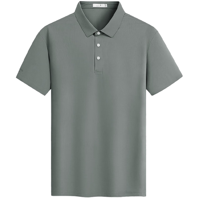DANCING WOLVES [Elastic Chenille] Lightweight Quick-Dry Summer Casual Men's Short-Sleeve POLO Shirt, Army Green, Size L (175cm)