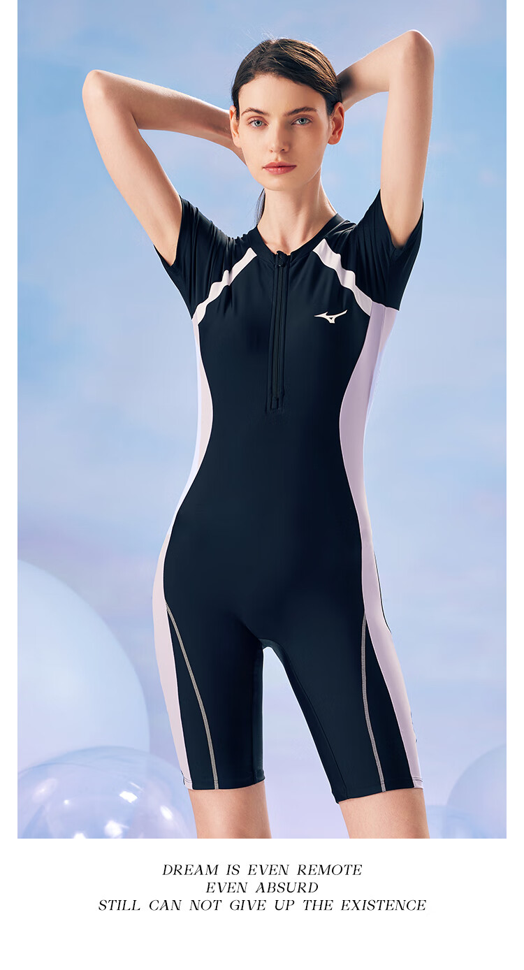 MIZUNO Women's One-Piece Five-Point Professional Training Quick-Dry Slimming Plus Size Swimsuit B386 Black M 3