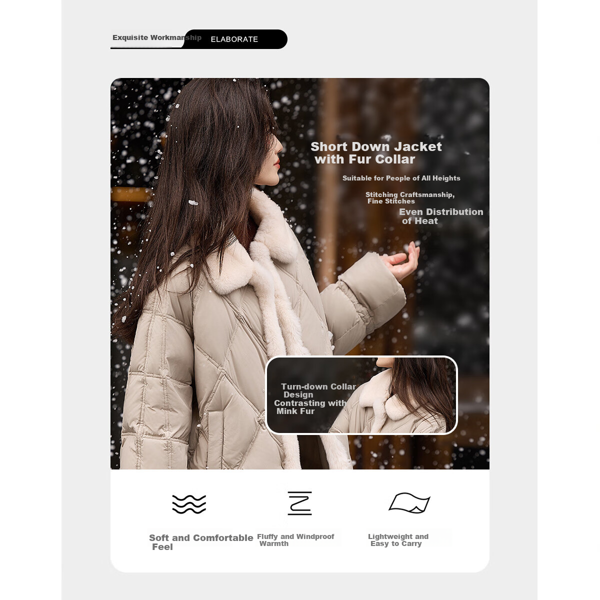 Dme [Pao Fu 0 Pressure] Winter Lightweight High Warmth 90% Duck Down A-Line Filling Versatile down Jacket for Wome