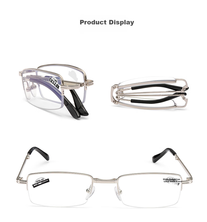 Funsonca Metal Folding Portable High-Definition Coated Reading Glasses for Men And Women, Imported Materials, Durable 6504, 100 Degrees, Father's Day 5