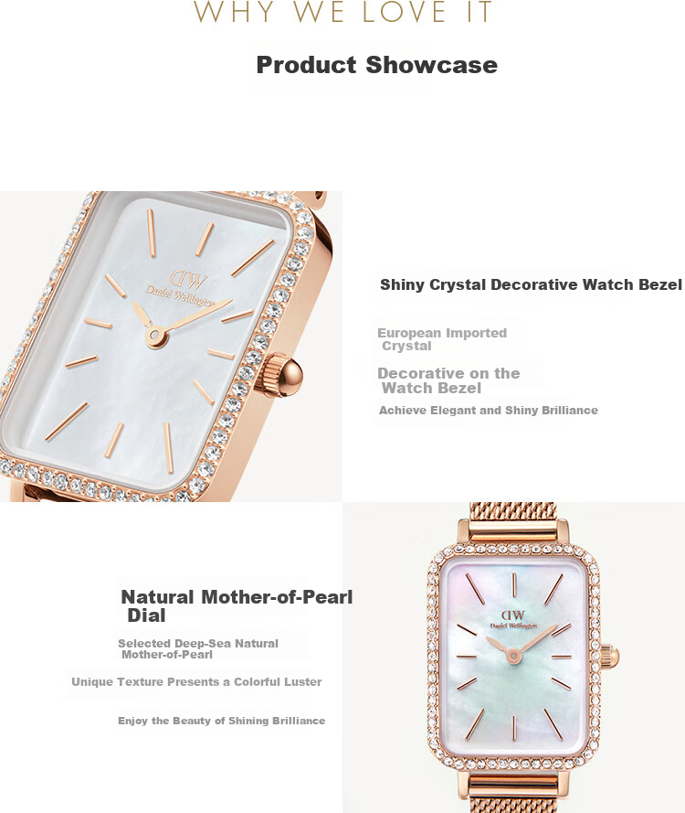 DanielWellington [Xu Yan's Choice] DW Women's Watch, Star Ring Small Square Watch with Steel Strap, Birthday Gift for Girlfriend, DW670 5