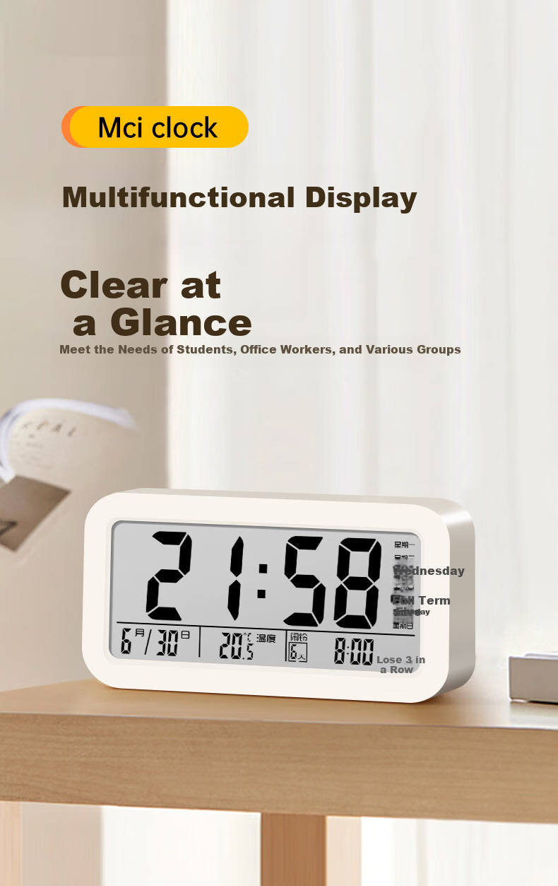 Mashi Alarm Clock for Students And Children, Bedroom Bedside Clock, Specialized Wake-Up Device, 2026 New Smart Electronic Desktop Clock, Back-To Essential, Black Back-To Gift 3