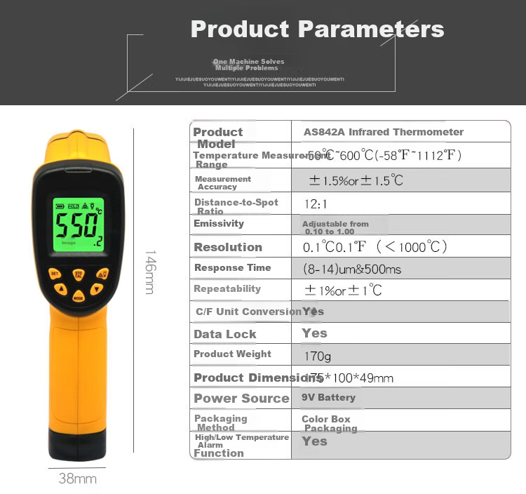 Xima Infrared Thermometer, High-Precision Industrial Temperature Gun for Food Baking And Electronic Thermometers, Oil Thermometer AS842A 5