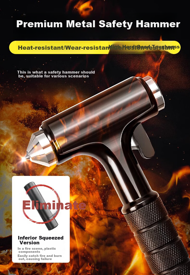 Boergai Car Safety Hammer, Window Breaker Tool, In-Car Escape Rescue Hammer, High-Intensity Flashlight, Multi-Functional Vehicle Window Breaker Safety Hammer 2