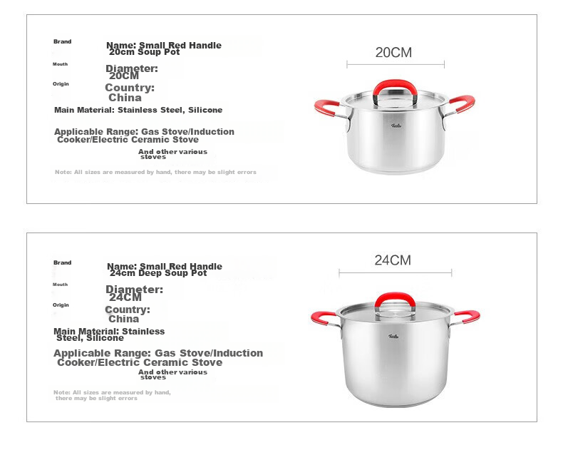 Feishile Small Red Handle Series, 24cm Steel Lid Double-Handle Deep Soup Pot (With Drawer), Stainless Steel Double-Layer Steamer Pot 7
