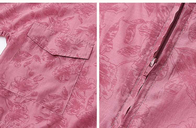 Dme [Elegant Gradient Print] Spring Lightweight Lyocell Drawstring Large Patch Pocket Elastic Cuff Sports Women's Jacket 7