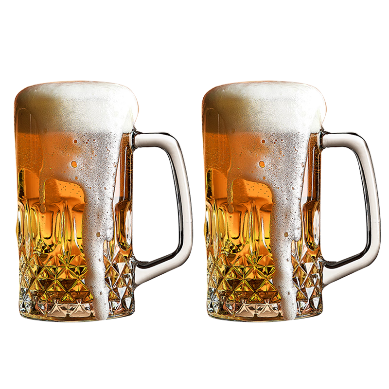 Green Apple Beer Mug Thickened Glass Large Capacity Draft Beer Mug 615ml Set of 2 Bar KTV Club Home Craft Beer Glasses