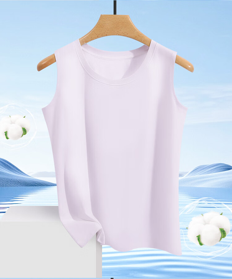 Hongdou Women's Cotton-Spandex Stretch Breathable Simple Commuter Versatile Wearable Round Neck Vest 5