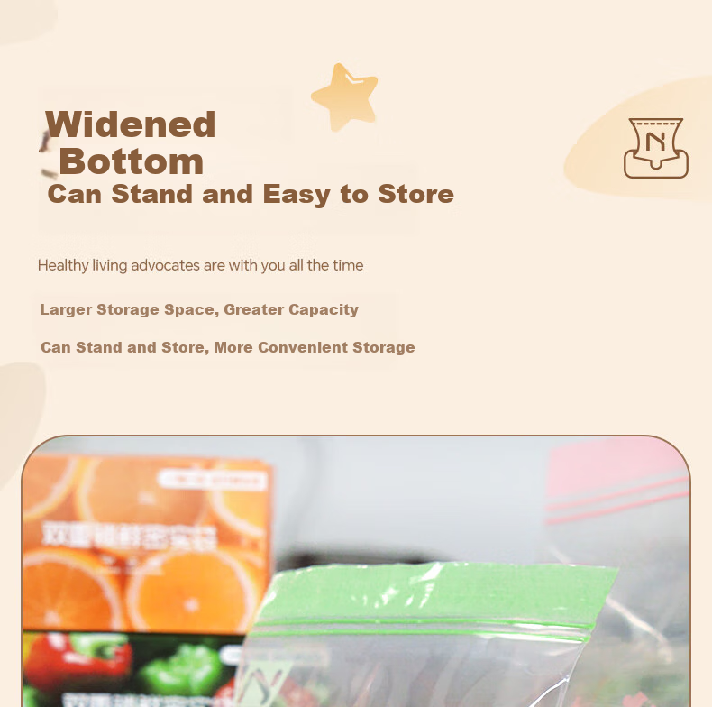 NOLANSEND Food Storage Bags, Medium Size, 50 Count, Double-Layered with Clip Chains, Airtight Sealing Bags for Kitchen Freezing Food 6