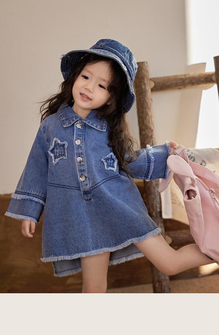 LUSON Chen Da Zhu Little O Baby Denim Dress for Women, Fashionable And Stylish, New Spring And Autumn 2025 Collection, Casual Dress for Infants 3