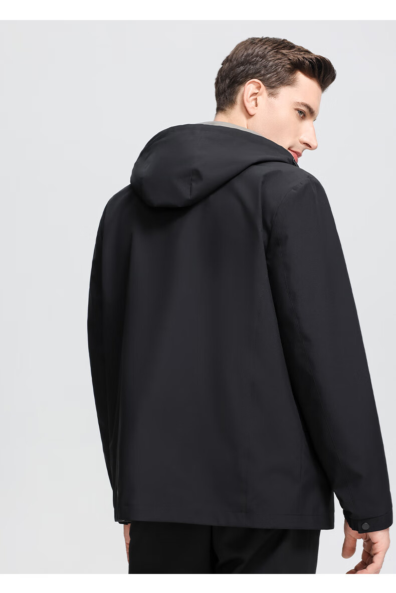 ROMON Double-Sided Lapel Jacket for Men with Detachable Hood, Easy-Care Business Coat for Young And Middle-Aged Men in Spring 10