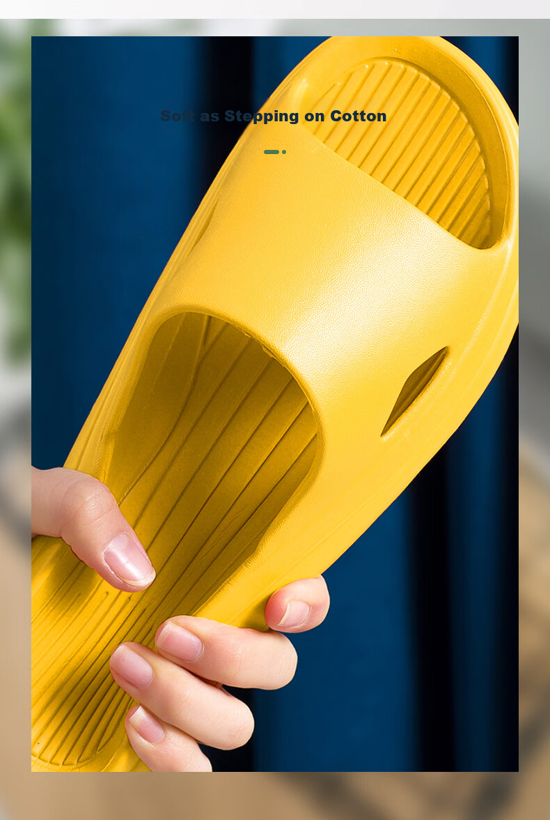 JOYTOUR Indoor And Outdoor Slippers, Disposable Slippers for Guests, Non-Slip Soft Sole Sandals, Shower Slippers, Yellow, Size 38-39 5