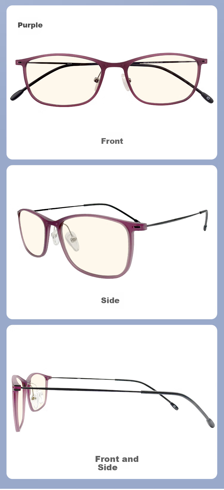 Quark Anti-Blue Light Glasses, Computer Radiation Protection, UV Blocking, Anti-Glare, Ultra-Light, Non-Prescription Protective Eyewear, Non-Polarized Lenses for Men And Women, 106C1 14