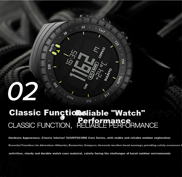 SUUNTO CORE All-Black Classic Outdoor Sports Watch, Multifunctional Compass, Hiking And Mountaineering Smartwatch 5