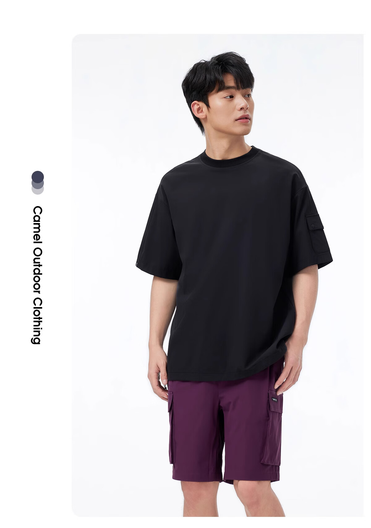 CAMEL Men's T-Shirt, Basic Simple Solid Color Round Neck Loose Short-Sleeve Top, A15BA6K067 L 5