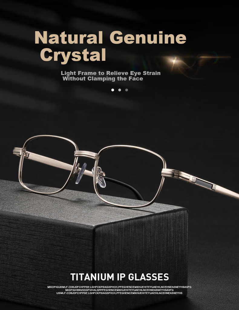 LESCA LUNETIER Natural Crystal Reading Glasses for Men, High-Definition Clear, Ultra-Lightweight, High-End Brand Genuine Product, Donghai Crystal Stone Glasses for Middle-Aged And Elderly 1