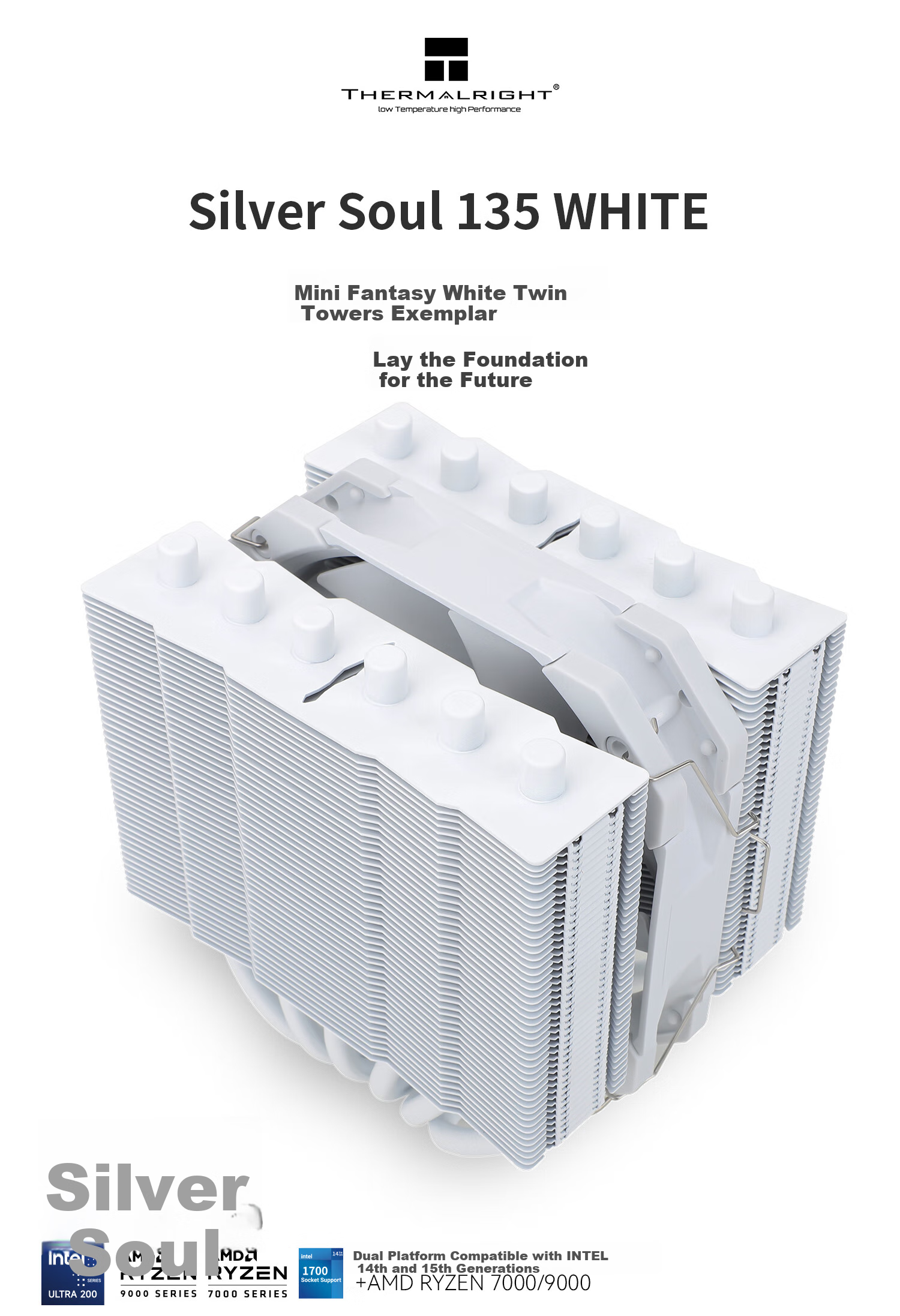 Thermalright Silver Soul 135 WHITE CPU Air Cooler with 135 Height, 6 Heat Pipes, Dual Tower Design, Fully Electroplated, And Soldered Connections SS135 WHITE 1