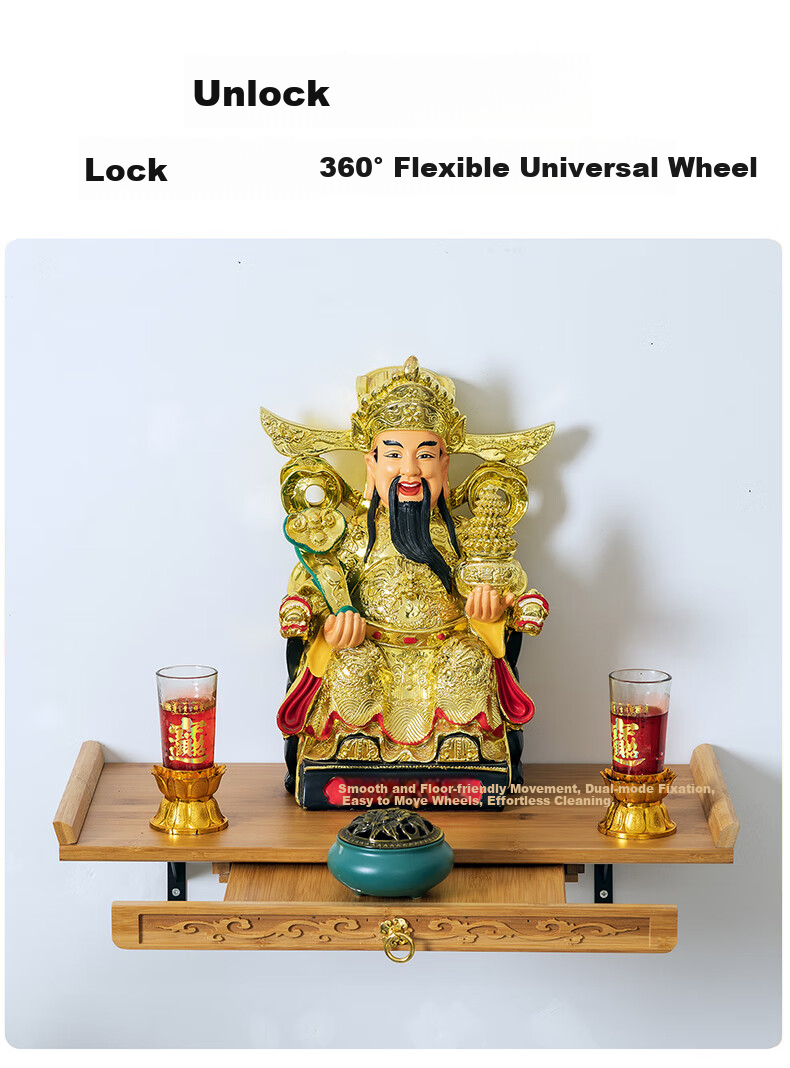 Taomengju Buddha Table New Chinese-Style Standing Cabinet, God of Wealth Cabinet, Buddha Altar Table, Incense Burner, Buddha Statues, Guan Gong Bodhisattva Altar Table, Offering Table, Storage Rack 5