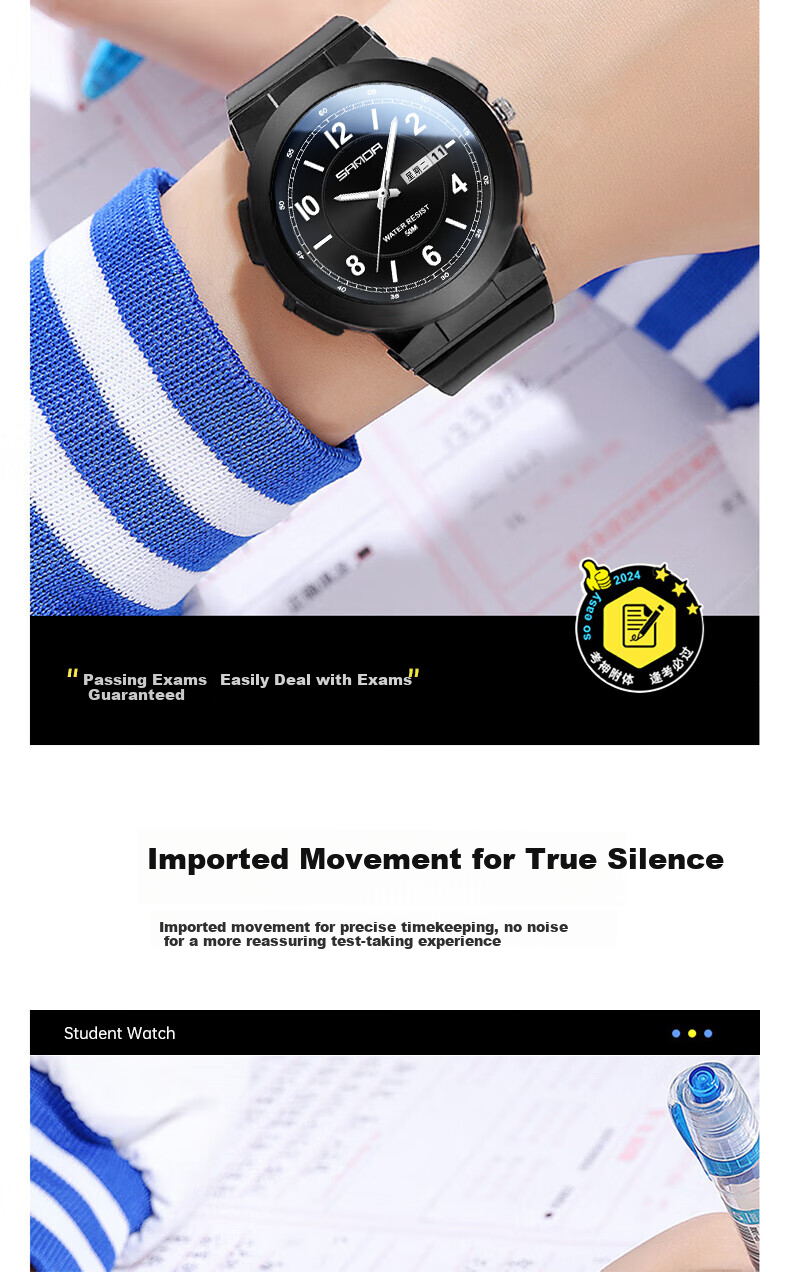 AELVO Middle And High School Student Watch for Men And Women, Civil Servant Exam-Specific Quartz Watch with Sound for Ages 6-12 5