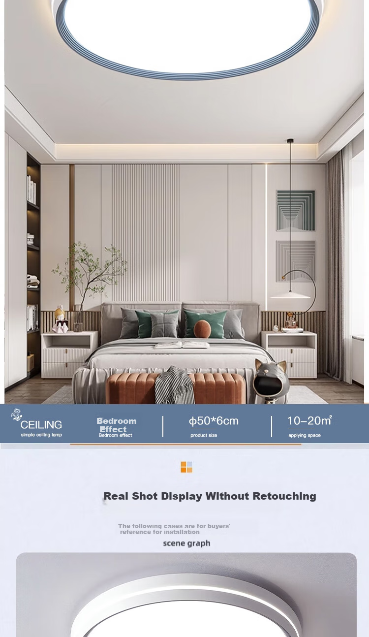 HD Ceiling Light Minimalist Bedroom Lamp Master Bedroom Light Zhongshan Lighting Square Three-Color [Installation + Removal Included] 10