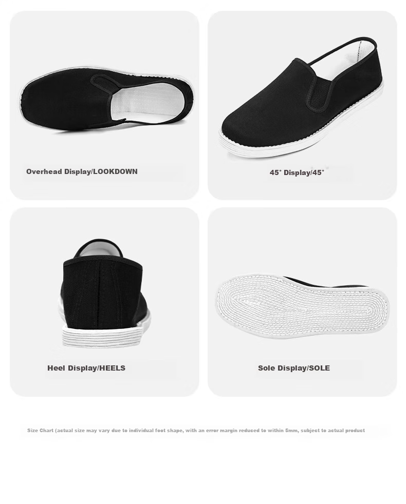 YUZHAOLIN Traditional Handmade Beijing Cloth Shoes with Thousand-Layer Sole, Slip-On Casual Low-Top Men's Shoes Y1S-1001 Round Toe Size 40 8