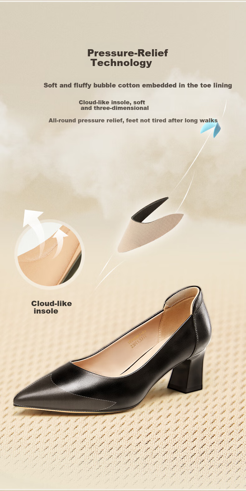 Kangnai Comfortable Women's High Heels, Elegant Cowhide Shallow Mouth Chunky Heel Pumps, Professional Commuter Shoes for Women, Black, Size 37 3
