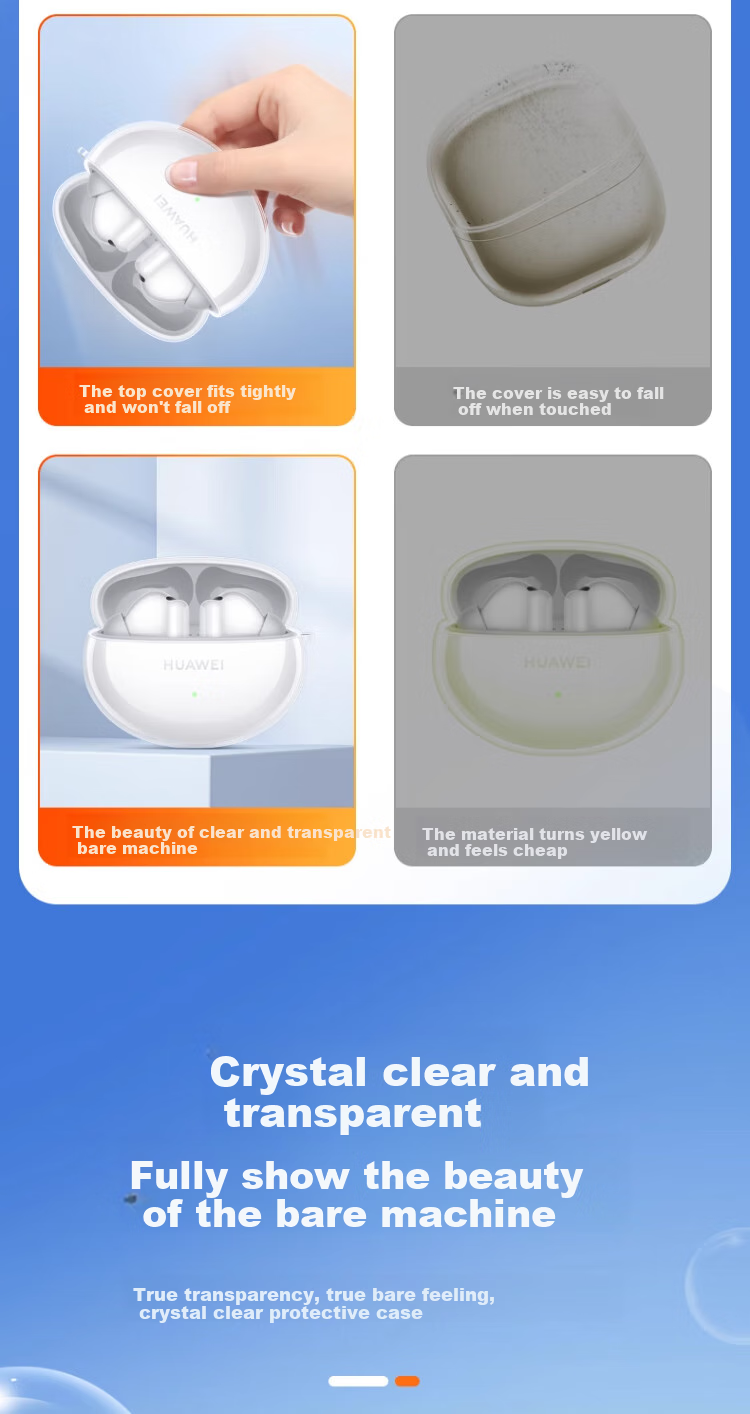 Fangfeixingqiu Compatible with Huawei Freebuds6i Protective Case, Earphone Clip Protective Shell, Simple Silicone True Wireless Charging Case Protection Anti-Drop 2024 Model Soft Shell, Transparent Color + Lanyard 1
