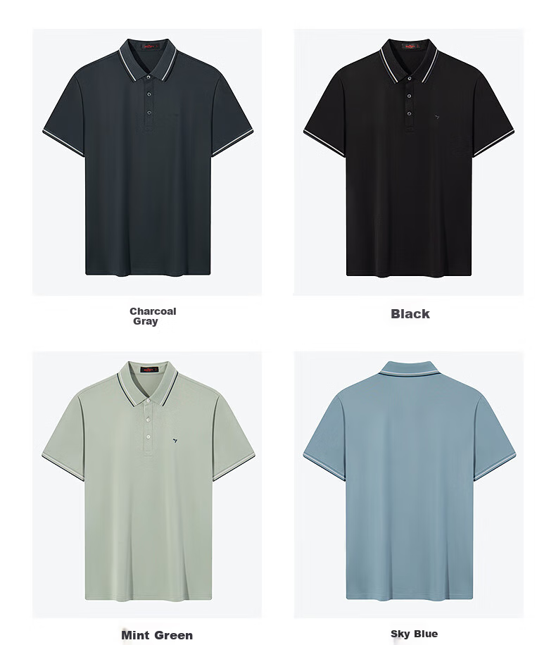 SEVEN [Silk Cotton Blend] Short-Sleeve Polo Shirt with Collar for Men, Spring And Summer Business Casual Men's Top 14