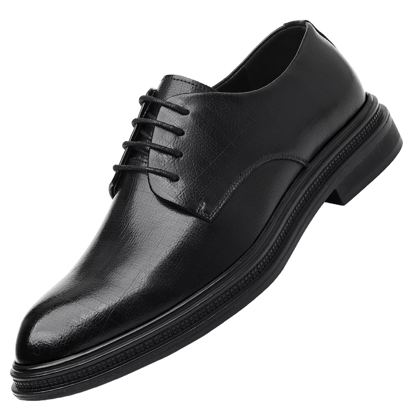 Poitulas Men's Lace-Up Business Casual Shoes, Korean Style Trendy Thick-Soled Formal Shoes Wedding Shoes for Men 9708 Black Size 40