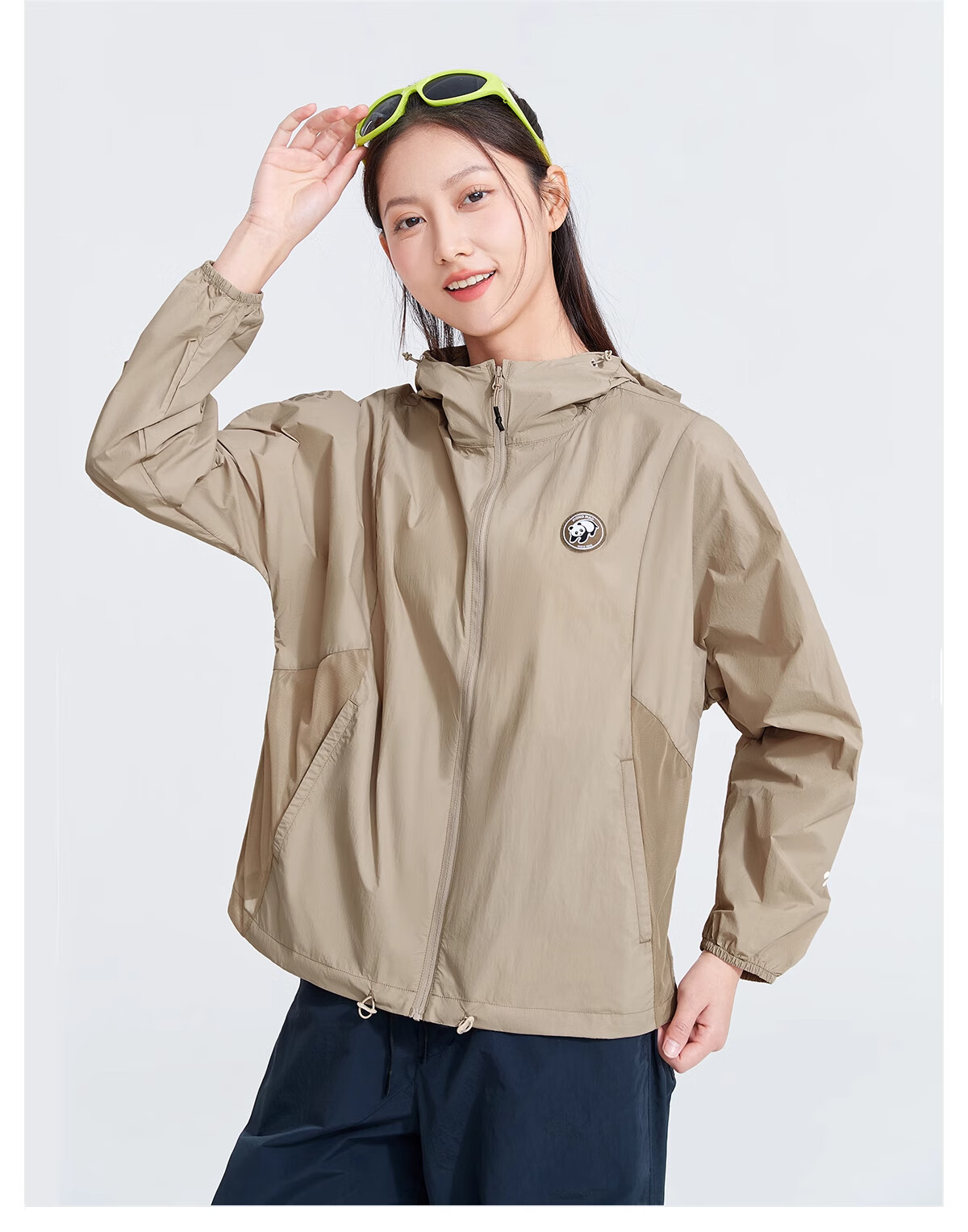CAMEL Panda Outdoor Original Yarn Sun Protection UPF50+ Short A-Type Hooded Cooling Sun Protection Jacket, Size S 27