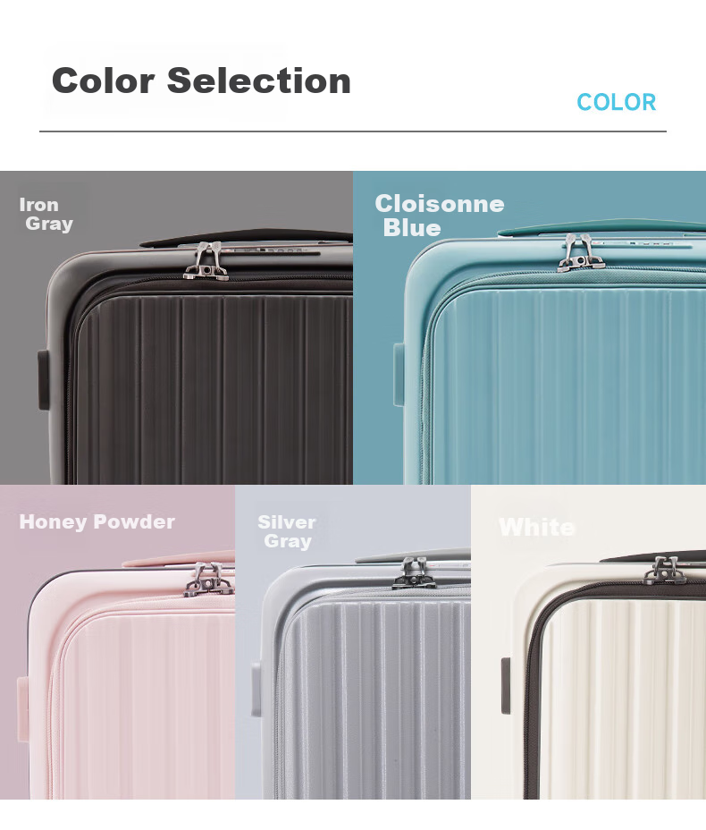 CROWN Zipper Aluminum Frame Suitcase, Carry-On Luggage, Large Capacity Front-Opening Case, Small Size 5278-20 White 10