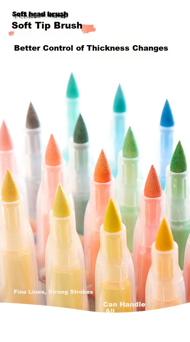 Marie's Acrylic Marker Set, Direct Liquid Formula, Quick-Drying, Non-Transparent Paper, Soft Tip Brush, 60 Colors, Large Capacity - Acrylic Markers, 60 Colors, Art Sketching 3