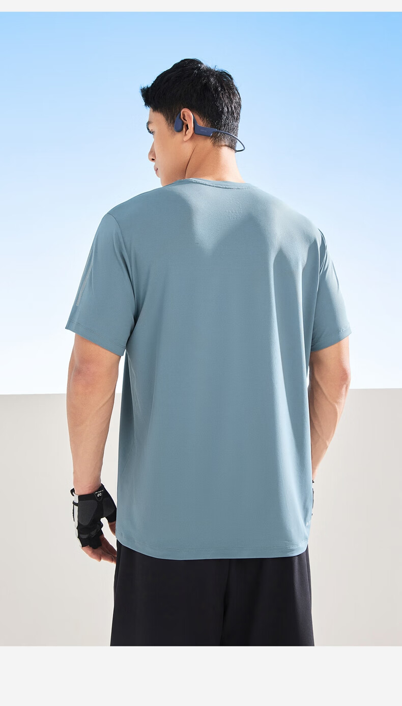 ERKE Short-Sleeve T-Shirt for Men, Autumn New Arrival, Moisture-Wicking And Quick-Drying Sports Tee, Round Neck Undershirt, Solid Color Top, Outdoor Running Wear 10