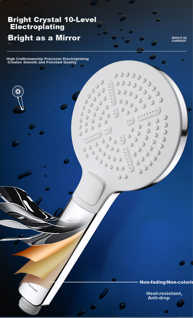 FAENZA Bathroom Simple Shower Head, Bathtub Copper Faucet, Rain Shower Spray, Multi-Position Water Output, FE05H102CP-3 5