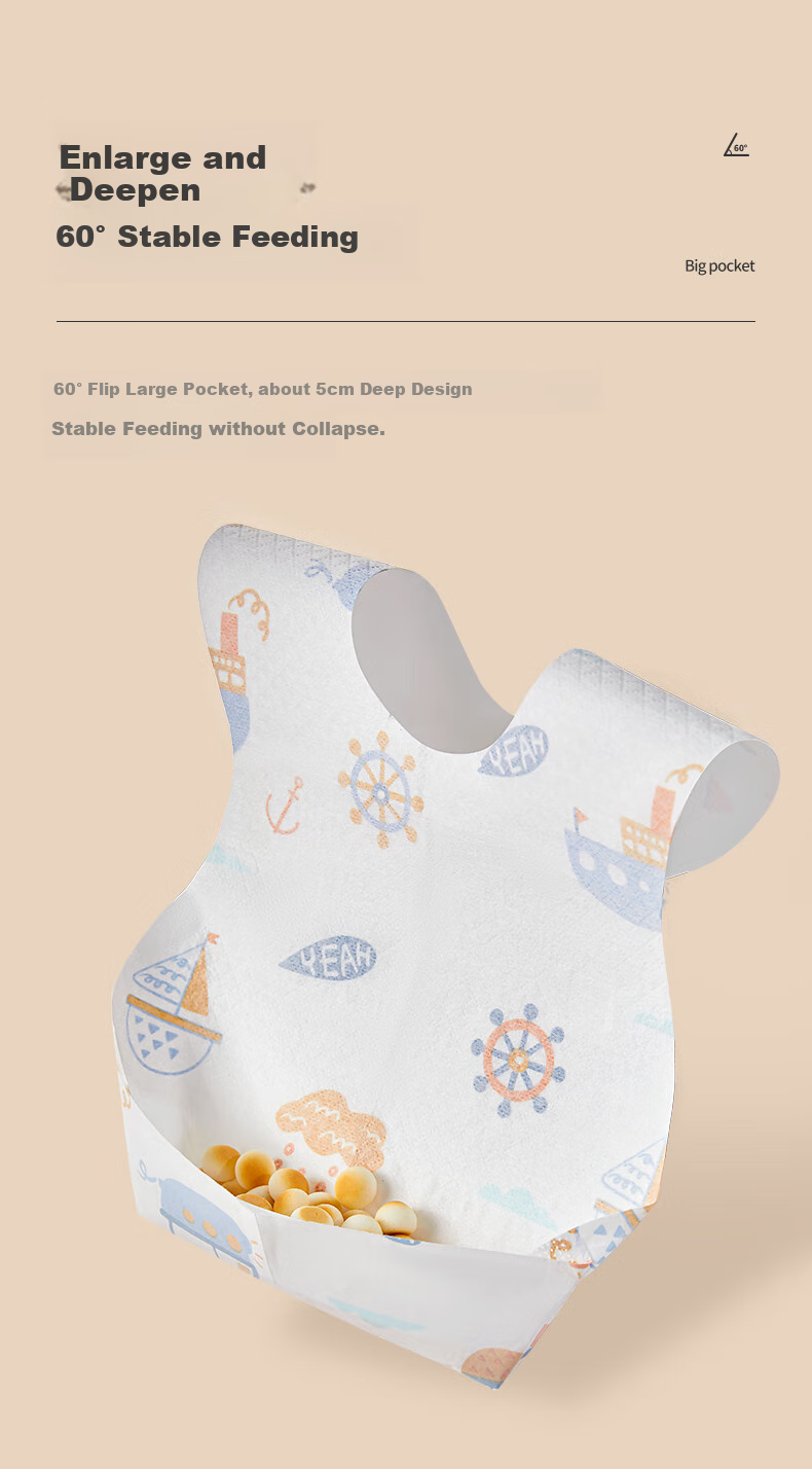Shiyuejiejing Disposable Baby Bibs, No-Wash Feeding Bibs for Infants, 2 Boxes of 40 Pieces 4