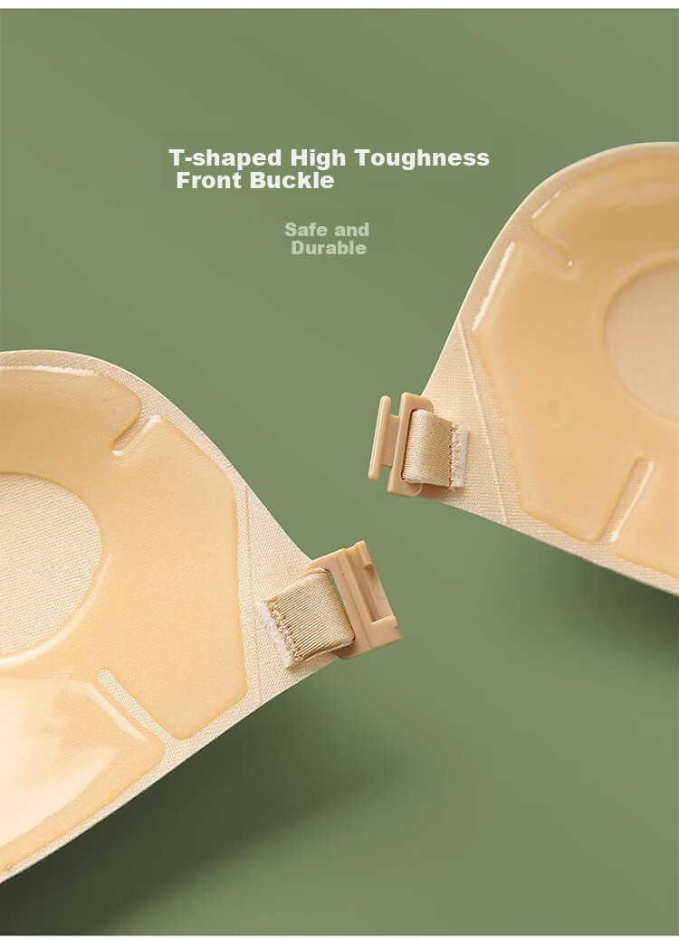 MiiOW Breast Pads for Women's Wedding Dresses, Push-Up Front Closure, Silicone Nipple Covers, Invisible Bra, Skin Color, Size A 7