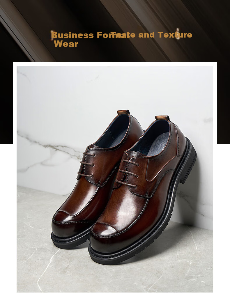 LAORENTOU Men's Leather Shoes, Top-Grain Leather, Classic Business Dress Shoes, Thick-Soled Formal Leather Shoes, 522010119, Black, Size 44 3