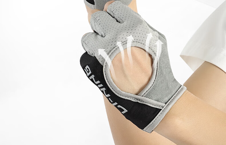 Li-Ning Fitness Gloves for Men, Sports Cycling Fingerless Gloves, Non-Slip Anti-Callus Weightlifting Climbing Outdoor Windproof Gym Training Durable Women's Gloves 6