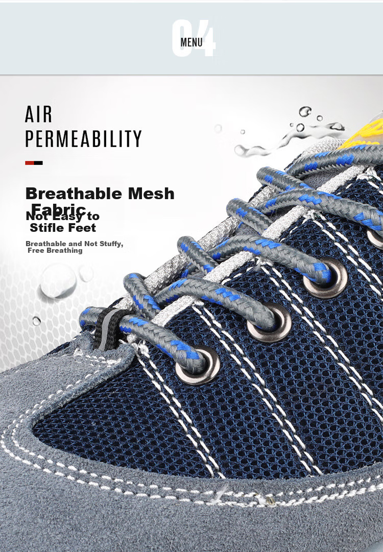 Zhugu Anti-Smashing Safety Shoes for Men, Summer Breathable Puncture-Resistant Odor-Proof Non-Slip Heat-Resistant Wear-Resistant Protective Construction Site Work Shoes Safety Shoes [Lightweight Breathable] Blue Size 42 6