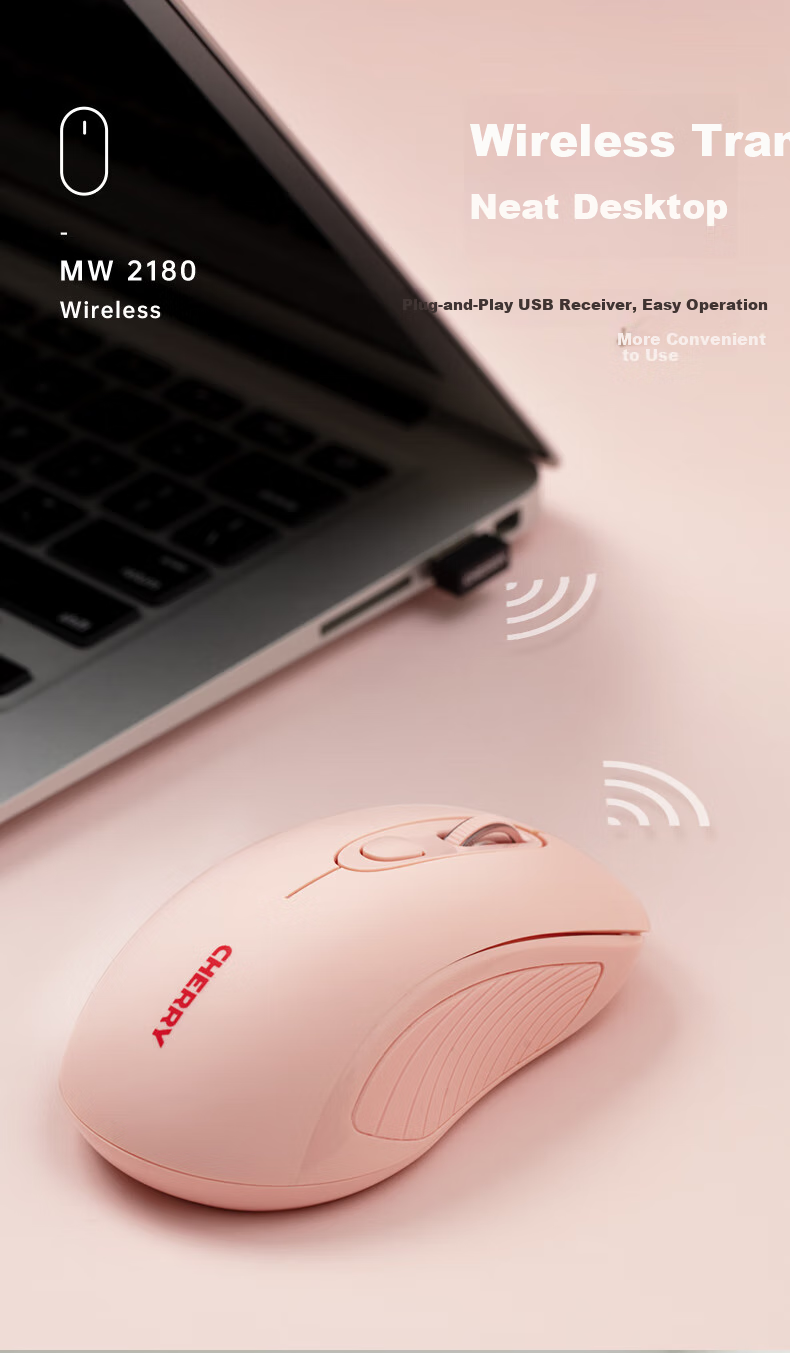 CHERRY MW2180 Wireless Mouse, Office Mouse, Portable Mouse, Laptop Mouse, Pear White Color 3