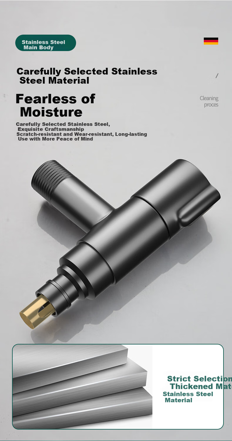 BSITN Angle Valve, Washing Machine Faucet Gun, Gray Anti-Slip Water Stopper, 1/2 Inch Single Cold Quick Open Spout B023 2