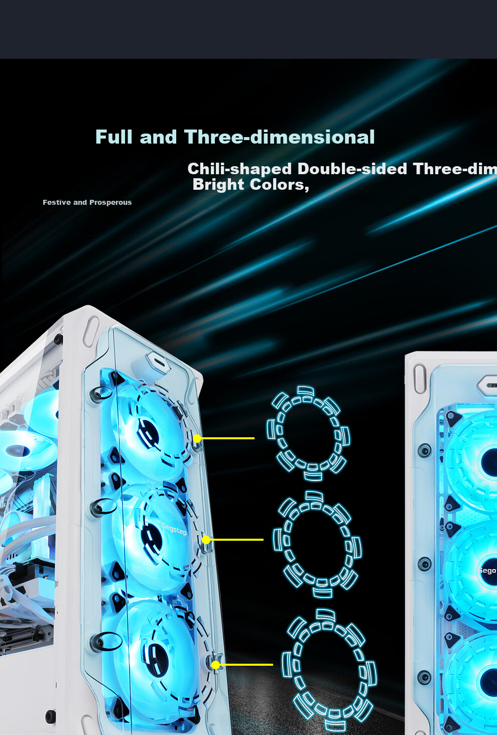 Segotep Anime Cabin 1 White Desktop Mini Case (Front Dedicated Figurine Position/MATX Motherboard Position/Synchronized Lighting Effects/360mm Water Cooling Position/Anime Desktop Computer Case) 3