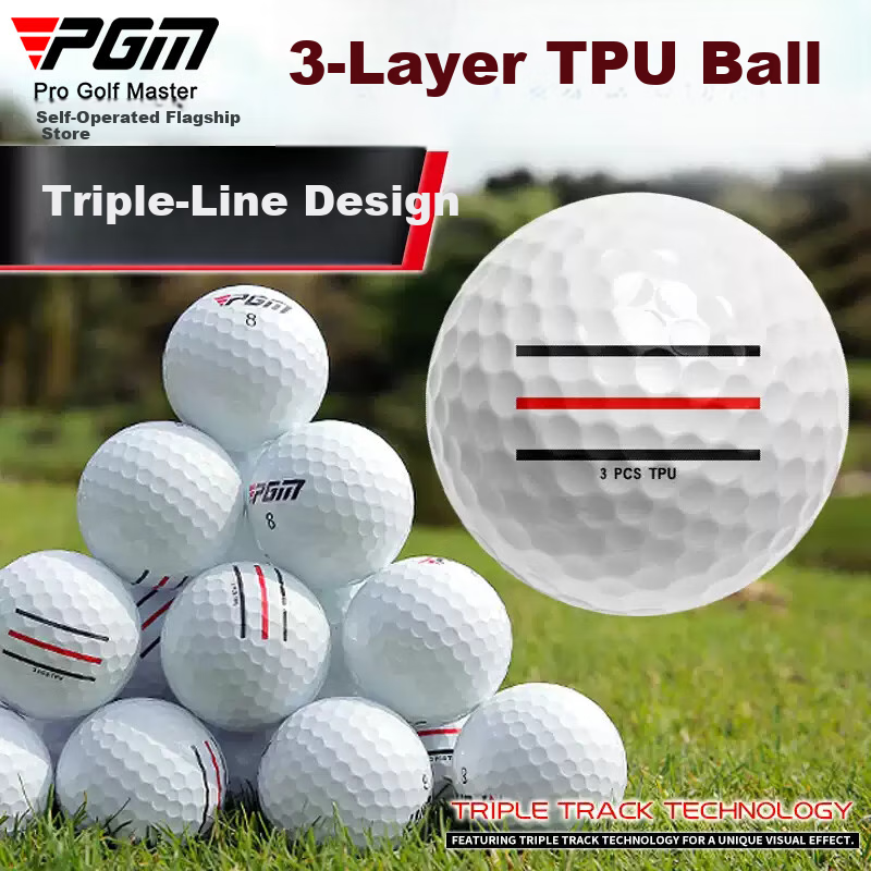 PGM Golf Three-Layer Competition Balls, TPU Three-Line Balls, Soft Feel, Backspin, High Control, 12 Pieces/1 Box