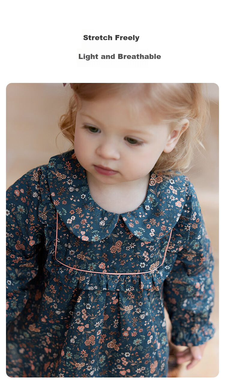 Babylove Girls' Dress, Spring And Autumn Pure Cotton Infant Outdoor Clothing, Stylish Sweet Cute Floral Print Skirt 5
