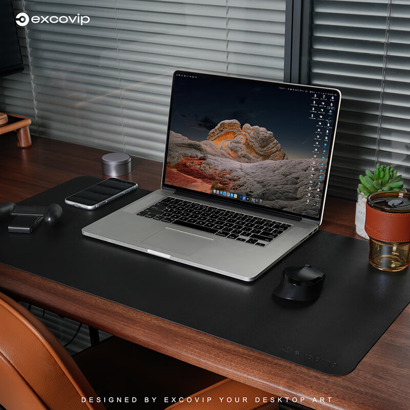 EXCO 80x40cm Large Mouse Pad, Office Desk Mat, Waterproof Leather Writing Pad, Computer Mat, Keyboard Leather Desk Cover, Double-Sided Gaming Mat, Elegant Black 3761 6