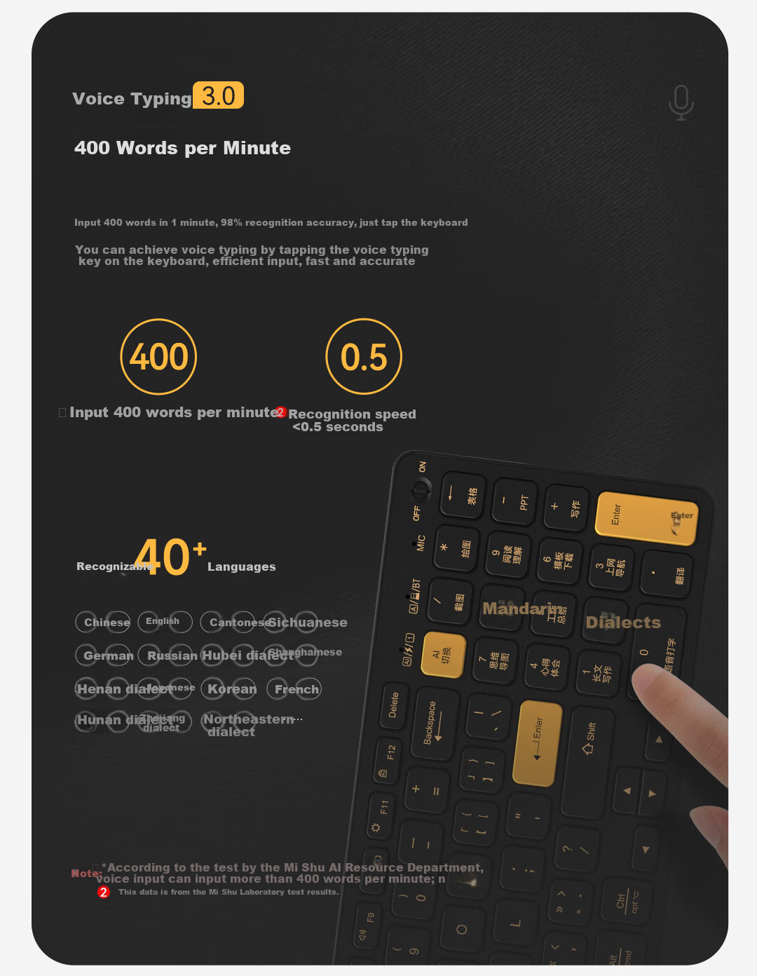 Mimouse KB6AI Keyboard Smart AI Keyboard Supports AI Video Drawing Meeting Recording PPT Writing Wireless Bluetooth Voice Office Keyboard Sunset Orange 7
