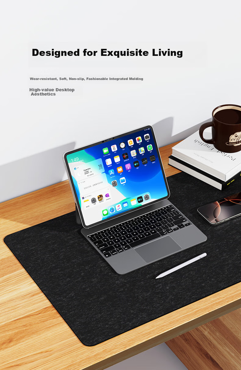 DM Daimai Mouse Pad Felt Desk Mat Large Size 900*450mm Wear-Resistant Non-Slip Rubber Bottom for Computer Desk, Office, Gaming, Bookshelf Pad Rollable Portable MP002 1
