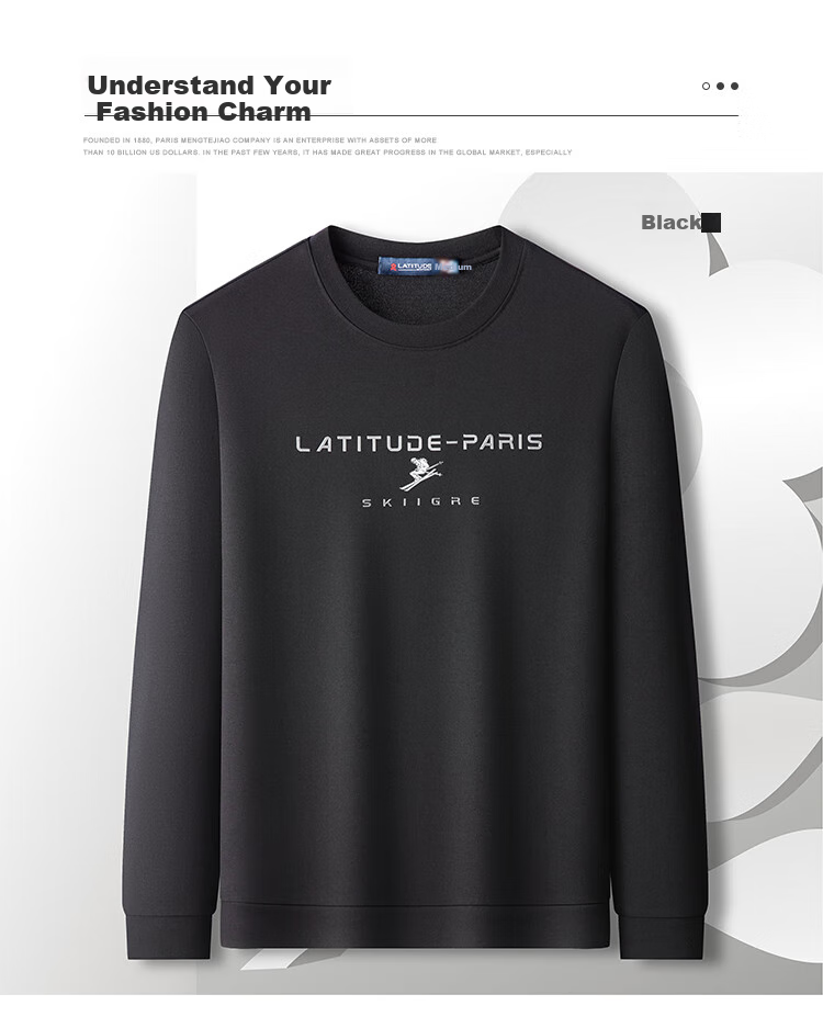 MONTAGUT [Snow Mountain Series], Autumn Fine 3D Printed Men's Sweatshirt, Elastic Comfortable Long-Sleeve T-Shirt for Men, Black, Size 48 2