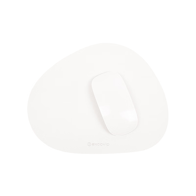 EXCO White Round Triangular Leather Mouse Pad Small Notebook Computer Desk Pad Waterproof Leather Gaming Pad Portable Washable 0392